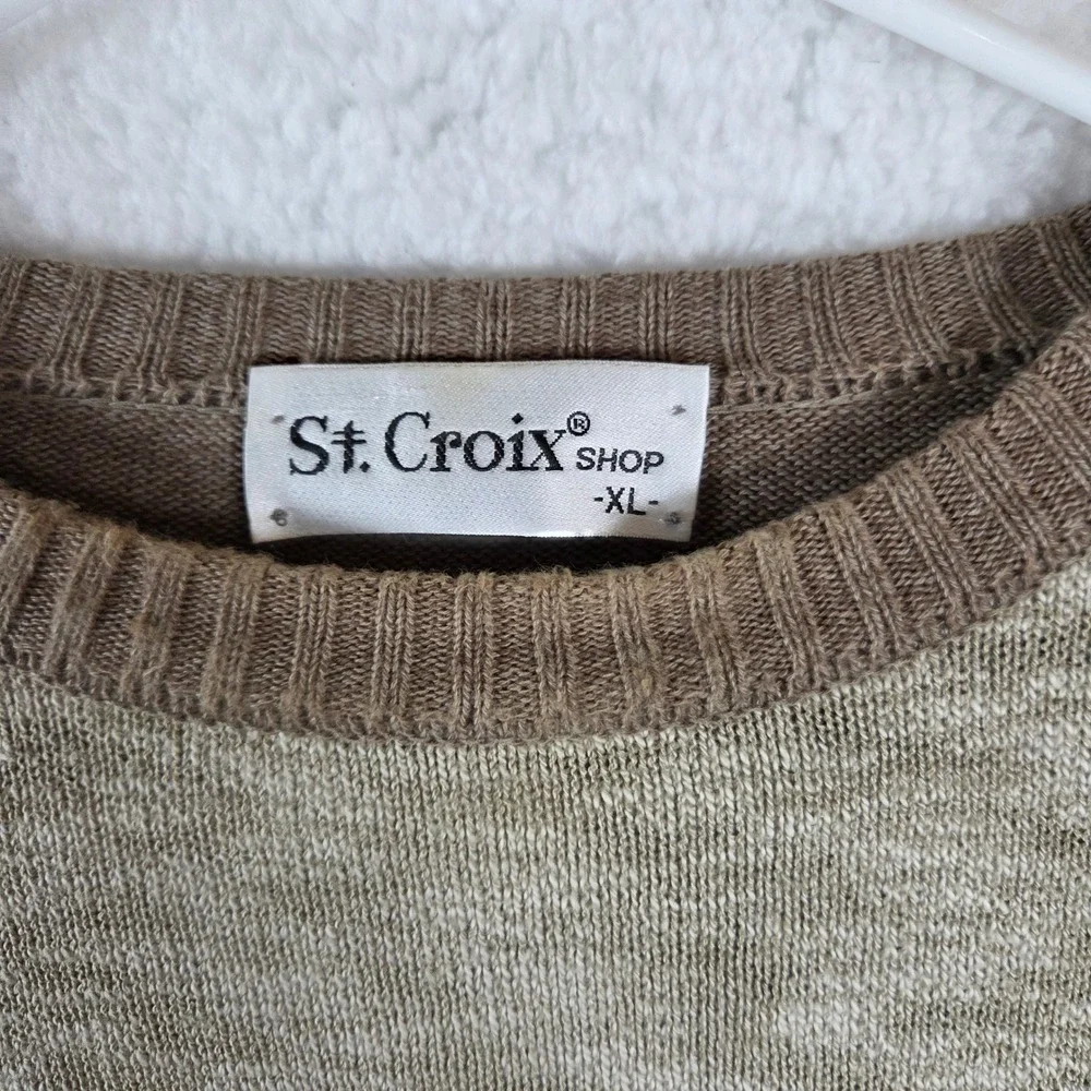 St Croix Vintage Mens XL Geometric Patchwork Knit Grandpa Sweater Crew‎ Neck